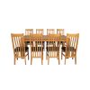 Cambridge 180cm Oak Dining Table 8 Chelsea Brown Leather Oak Chair Set - SPRING SALE - 6