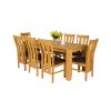 Cambridge 180cm Oak Table 8 Churchill Brown Leather Oak Chair Set - 2