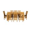 Cambridge 180cm Oak Table 8 Churchill Brown Leather Oak Chair Set - 3