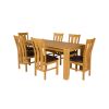 Cambridge 180cm Oak Table 8 Churchill Brown Leather Oak Chair Set - 4