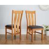 Cambridge 180cm Oak Table 8 Churchill Brown Leather Oak Chair Set - 10