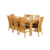 Cambridge 180cm Oak Table 8 Lichfield Brown Leather Chairs - 2