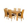 Cambridge 180cm Oak Table 8 Lichfield Brown Leather Chairs - 4