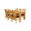 Cambridge 180cm Oak Table 8 Lichfield Brown Leather Chairs - 5