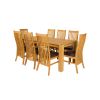 Cambridge 180cm Oak Table 8 Lichfield Brown Leather Chairs - 6