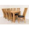 1.8m Cambridge Oak Table and 8 Lichfield Black Leather Dining Chairs Set - 2