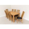 1.8m Cambridge Oak Table and 8 Lichfield Black Leather Dining Chairs Set - 3