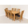 1.8m Cambridge Oak Table and 8 Lichfield Black Leather Dining Chairs Set - 4