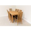 1.8m Cambridge Oak Table and 8 Lichfield Black Leather Dining Chairs Set - 5
