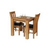 Cambridge 80cm Oak Table 2 Churchill Brown Leather Chair Set - 2