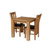 Cambridge 80cm Oak Table 2 Churchill Brown Leather Chair Set - 4