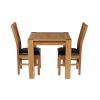 Cambridge 80cm Oak Table 2 Churchill Brown Leather Chair Set - 5