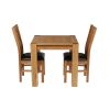 Cambridge 80cm Oak Table 2 Churchill Brown Leather Chair Set - 5