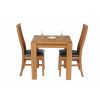 Cambridge 80cm Oak Table 2 Lichfield Brown Leather Chair Set - SPRING SALE - 4