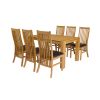 Cambridge 140cm Oak Table 6 Lichfield Brown Leather Chair Set - 3