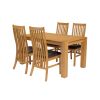 Cambridge 140cm Oak Table 6 Lichfield Brown Leather Chair Set - 8
