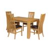 Cambridge 140cm Oak Table 6 Lichfield Brown Leather Chair Set - 9