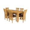 Oak Dining Set Cambridge 140cm Oak Table 6 Churchill Brown Leather Chairs - SPRING SALE - 2