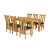 Oak Dining Set Cambridge 140cm Oak Table 6 Churchill Brown Leather Chairs - SPRING SALE - 3