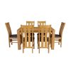 Oak Dining Set Cambridge 140cm Oak Table 6 Churchill Brown Leather Chairs - SPRING SALE - 5