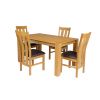 Oak Dining Set Cambridge 140cm Oak Table 6 Churchill Brown Leather Chairs - SPRING SALE - 6