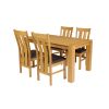 Oak Dining Set Cambridge 140cm Oak Table 6 Churchill Brown Leather Chairs - SPRING SALE - 7