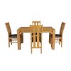 Oak Dining Set Cambridge 140cm Oak Table 6 Churchill Brown Leather Chairs - SPRING SALE - 8