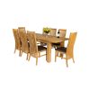 Caravella 230cm Extending Oak Table 8 Lichfield Brown Leather Oak Chair Set - 2