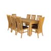 Caravella 230cm Extending Oak Table 8 Lichfield Brown Leather Oak Chair Set - 4