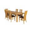 Caravella 230cm Extending Oak Table 8 Lichfield Brown Leather Oak Chair Set - 6