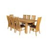 Caravella 230cm Extending Oak Table 8 Lichfield Brown Leather Oak Chair Set - 8