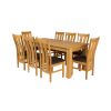 Caravella 230cm Extending Oak Table 8 Churchill Brown Leather Oak Chair Set - 4