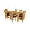 Caravella 230cm Extending Oak Table 8 Churchill Brown Leather Oak Chair Set - 5