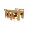 Caravella 230cm Extending Oak Table 8 Churchill Brown Leather Oak Chair Set - 6