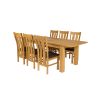 Caravella 230cm Extending Oak Table 8 Churchill Brown Leather Oak Chair Set - 8