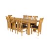 Caravella 230cm Extending Oak Table 8 Churchill Brown Leather Oak Chair Set - 9