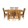 Caravella 170cm Extending Oak Table 6 Churchill Timber Seat Oak Chair Set - 6