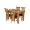 Caravella 170cm Extending Oak Table 4 Churchill Brown Leather Oak Chair Set - 2