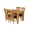 Caravella 170cm Extending Oak Table 4 Churchill Brown Leather Oak Chair Set - 3