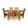 Caravella 170cm Extending Oak Table 6 Churchill Brown Leather Chair Set - SPRING MEGA DEAL - 4