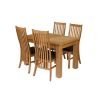 Caravella 170cm Extending Oak Table 4 Lichfield Brown Leather Oak Chair Set - 3