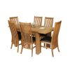 Caravella 170cm Extending Oak Table 6 Lichfield Brown Leather Oak Chair Set - 2