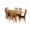 Caravella 170cm Extending Oak Table 6 Lichfield Brown Leather Oak Chair Set - 4