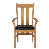 Churchill Black Leather Oak Carver Dining Chair - SPRING SALE - 4