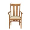 Churchill Cream Leather Oak Carver Dining Chair - SPRING SALE - 4