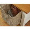 Country Cottage Cream Painted Oak Shoe Storage Bench with 2 Baskets - 10% OFF SPRING SALE - 4