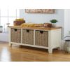 Country Cottage Cream Painted Oak Shoe Storage Bench with 3 Baskets - 10% OFF SPRING SALE - 2