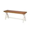 Cream Painted 1.2m Cross Leg Oak Dining Bench - 10% OFF CODE SAVE - 3