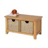 Country Oak Hallway Shoe Storage Bench 2 Wicker Baskets - 10% OFF SPRING SALE - 3