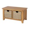 Country Oak Hallway Shoe Storage Bench 2 Wicker Baskets - 10% OFF SPRING SALE - 8
